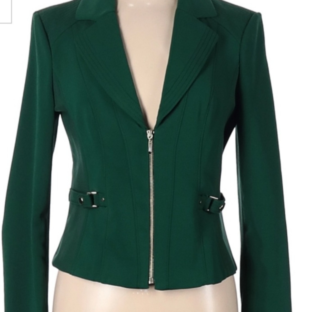 NEW WHITE HOUSE BLACK MARKET STRETCH MOTO JACKET SZ 8 GREEN